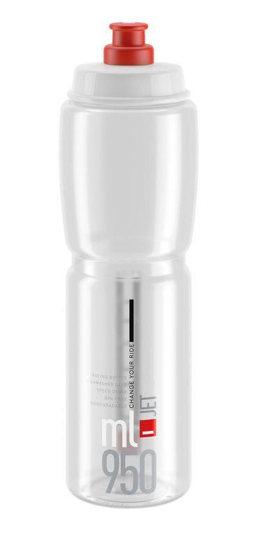 Gourde Elite Jet 950ml transparente/logo rouge