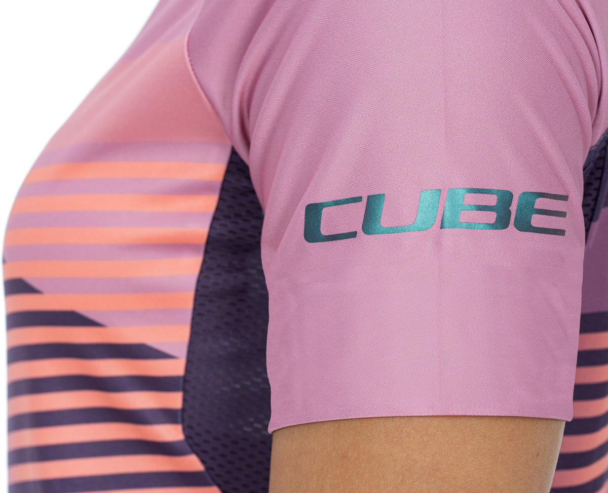 CUBE TEAMLINE WS Maillot col rond manches courtes violet´n´rose