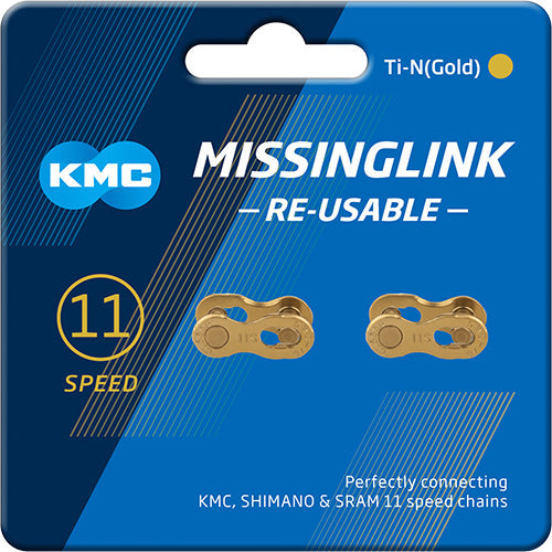 KMC 11R Ti-N Missing Link maillon de fermeture de chaîne 2 pièces Shimano/SRAM/KMC 11 vitesses or