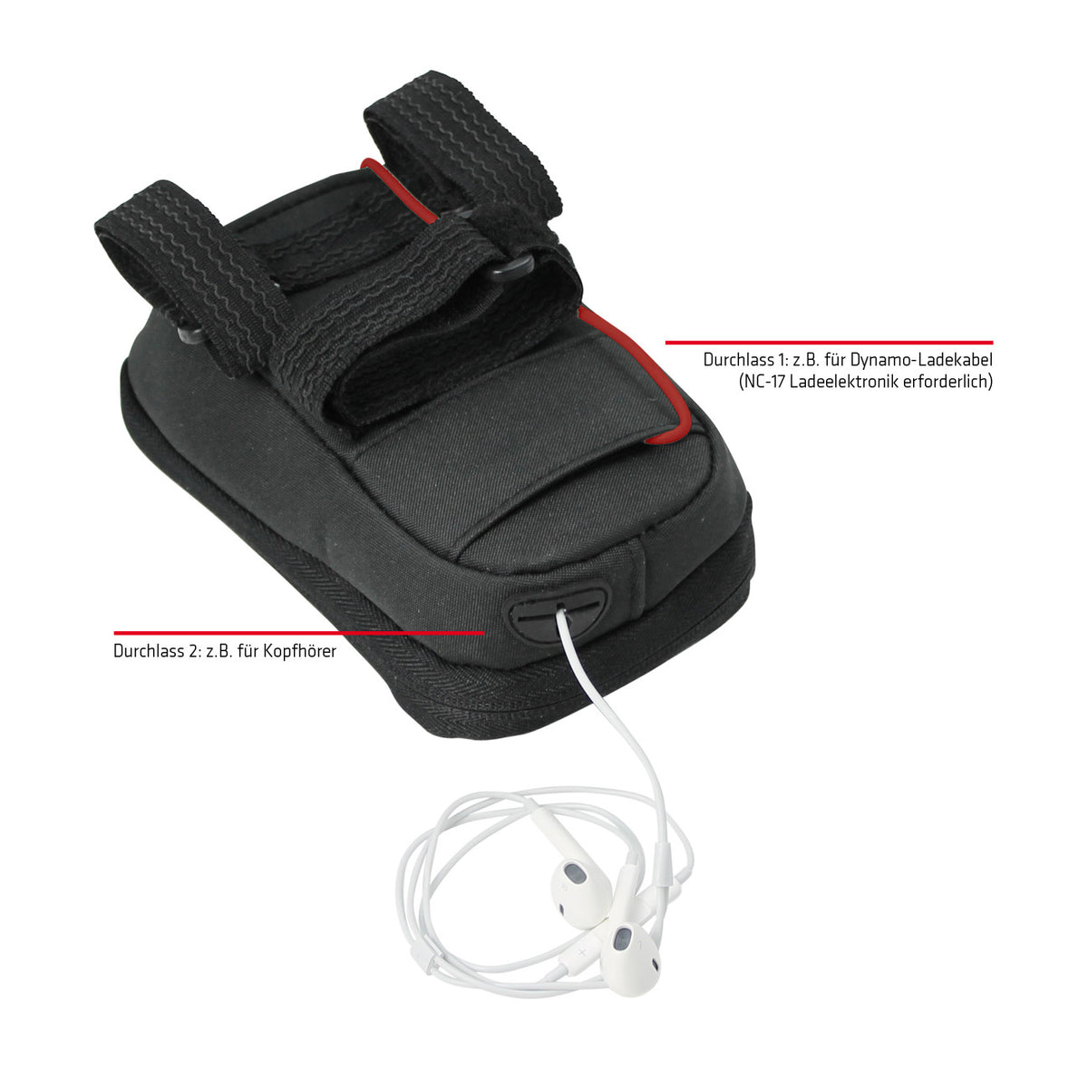 NC-17 Connect sacoche smartphone pour potence, fermeture velcro noir uni