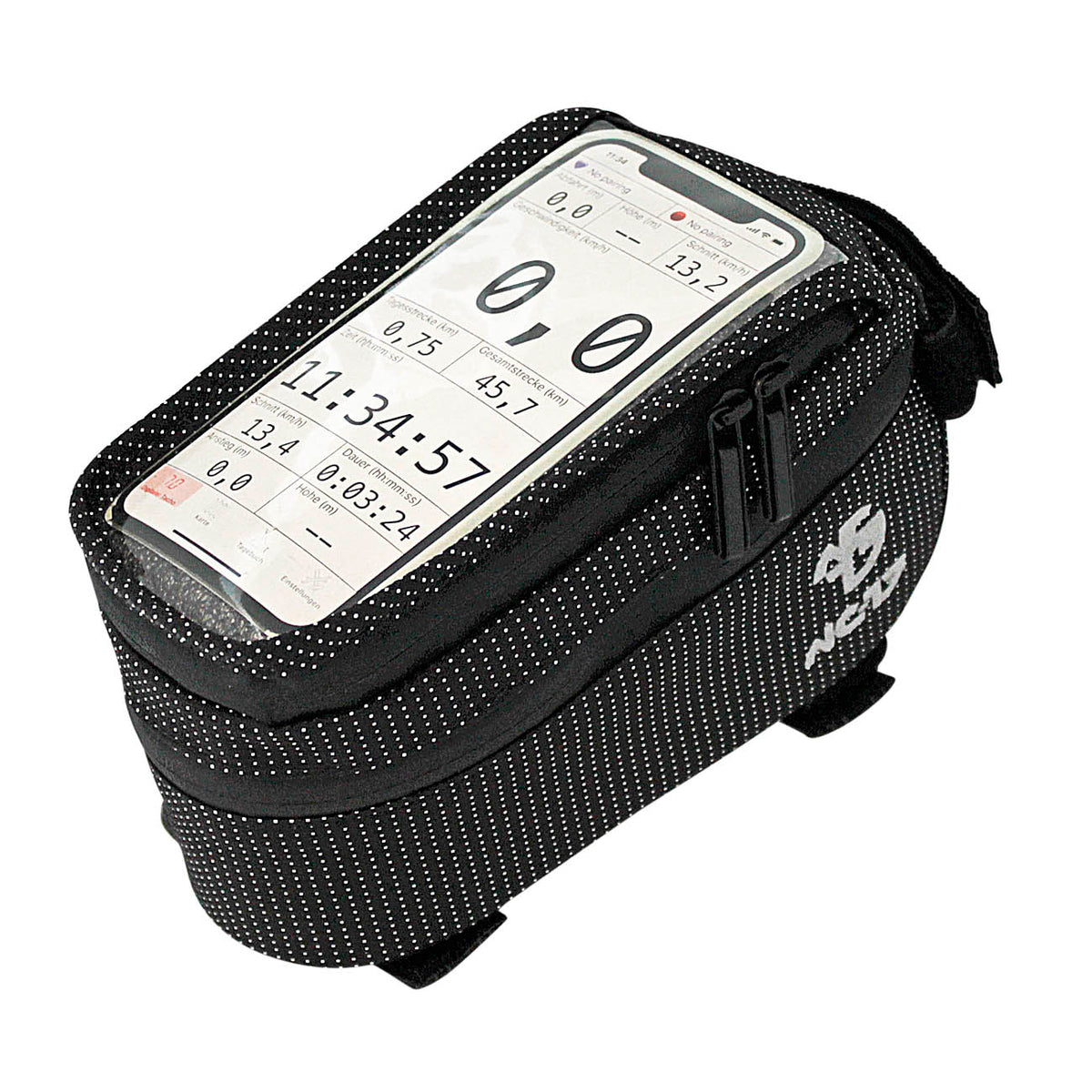 NC-17 Connect sacoche smartphone pour tube supérieur, fermeture velcro noir dot
