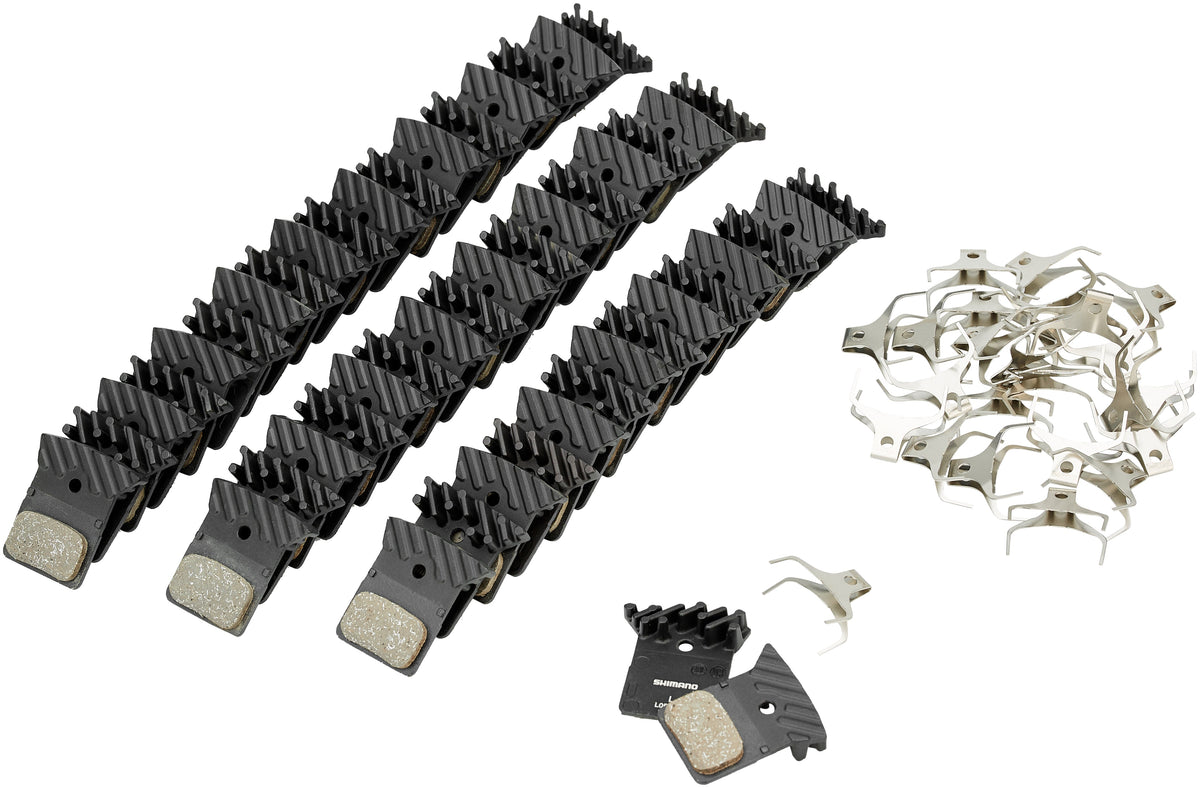 Plaquettes de frein à disque en résine Shimano L05A-RF avec ailettes de refroidissement Dura Ace/Ultegra/105/Tiagra/GRX/Metrea 25 paires